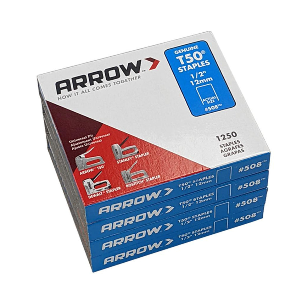 Arrow Fastener T50 1/2" Flat-Crown Staples - 5,000-Pack