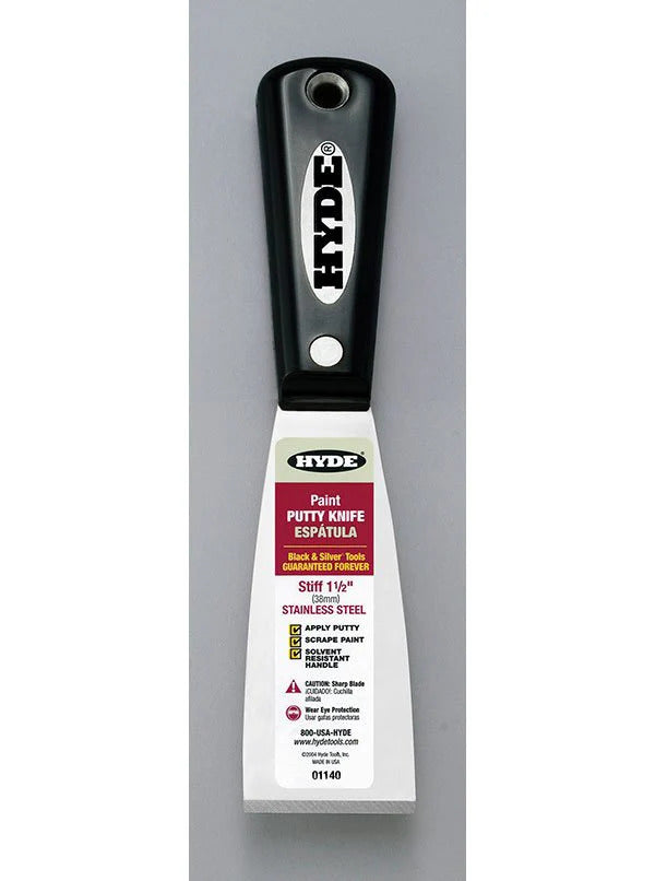 Hyde Black & Silver Stiff Putty Knife - 1-1/2"