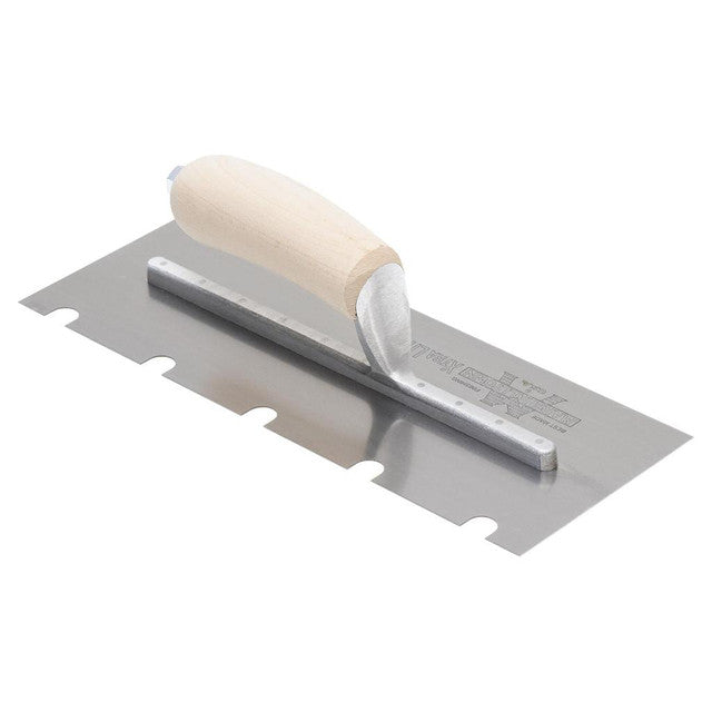 Marshalltown 1/2" U-Notched Stainless Steel Trowel - Wood Handle